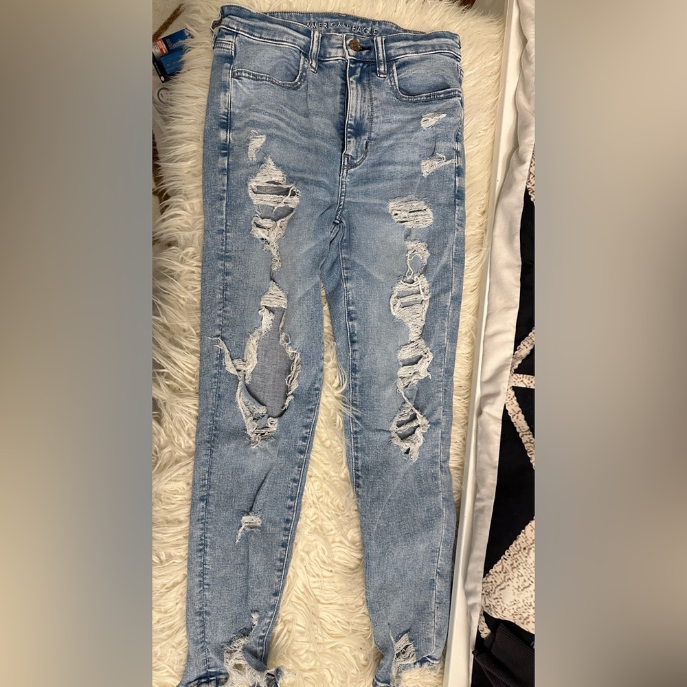 Light Blue American Eagle Skinny Jeans Next Level Stretch High Waisted Jegging